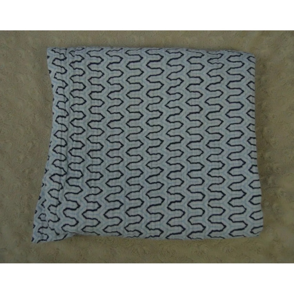 HB Hudson Baby Blue White Print Baby Swaddle Blanket Muslin Cotton